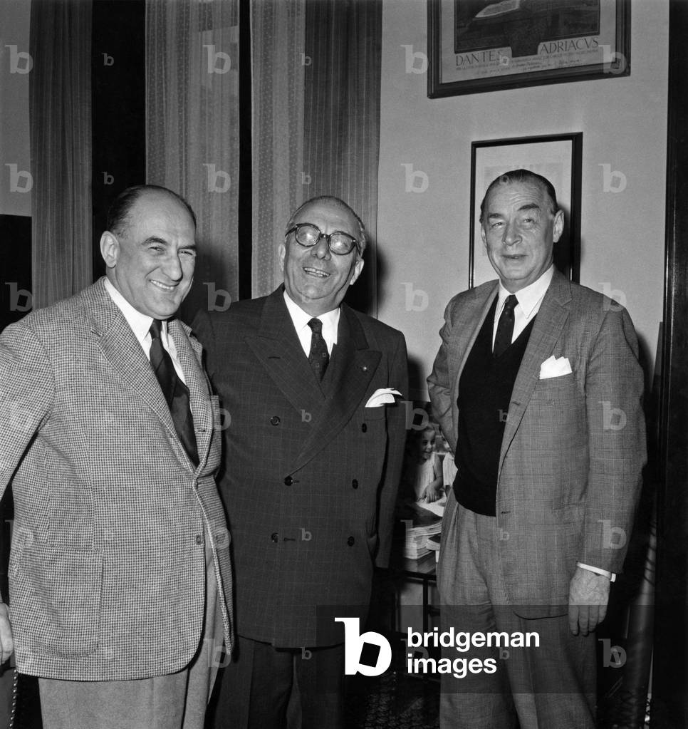 Arnoldo Mondadori with Erich Maria Remarque and Ervino Pocar, Italy