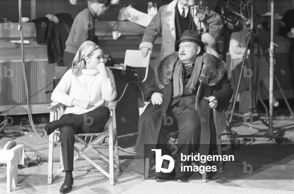 Orson Welles and Elsa Martinelli in The Vip's, United Kingdom, 1963 (b/w photo)