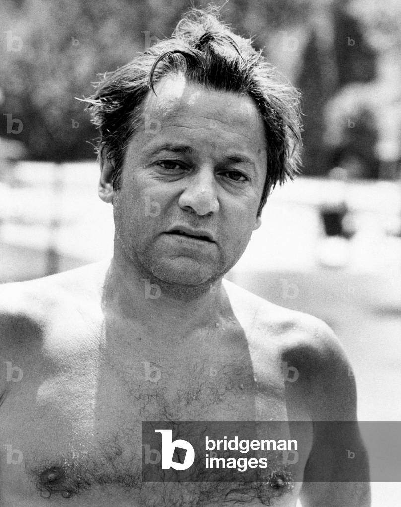 Portrait of Paolo Villaggio naked to the waist