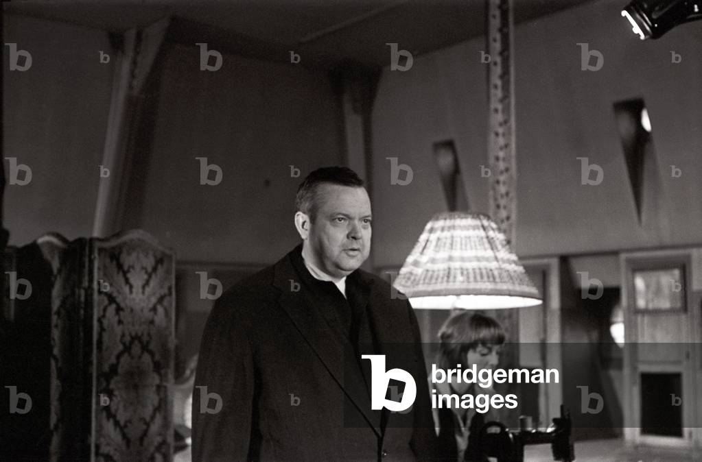 Orson Welles and Elsa Martinelli in The Trial, Italy, 1962 (b/w photo)