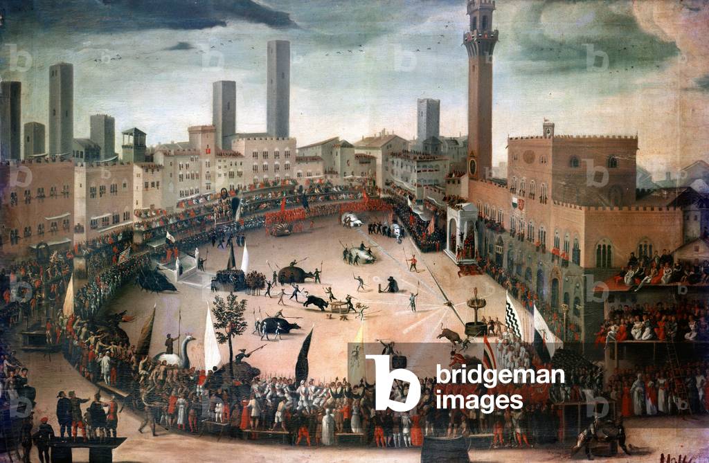 Festival in Piazza del Campo, Siena (oil on canvas)
