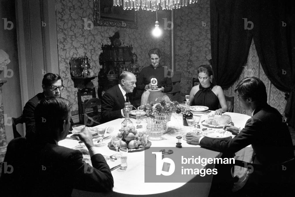 Claudia Cardinale, Jean Sorel and Michael Craig in Sandra, Italy, 1965 (b/w photo)