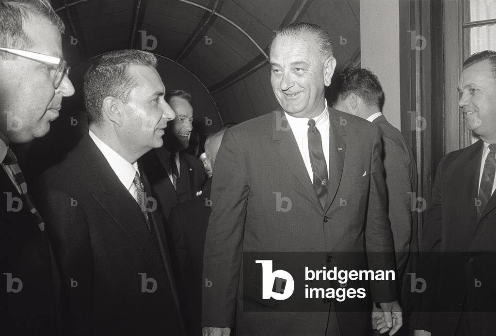 Aldo Moro with Lyndon Johnson, Washington, United States, 1965