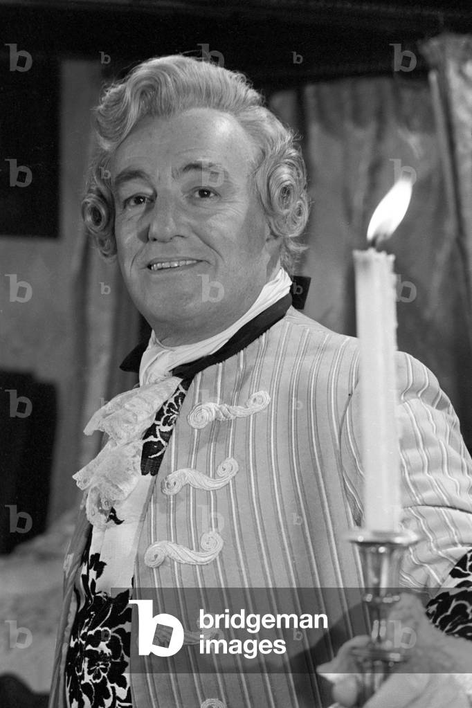 Vittorio De Sica on the set of The Amorous Adventures of Moll Flanders, Italy, 1965 (b/w photo)