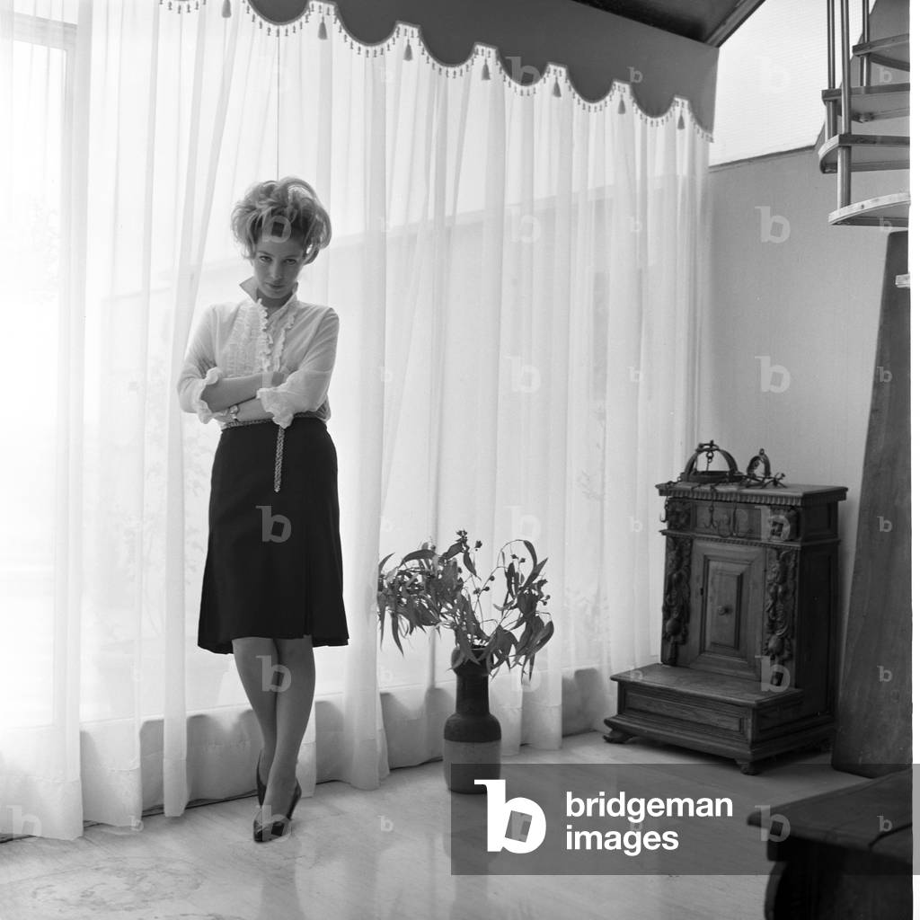 Monica Vitti posing, Italy, 1962 (b/w photo)