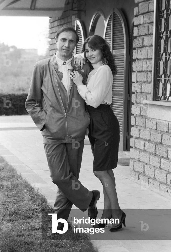 Pippo Baudo with Adriana Russo, Italy, 1981 (b/w photo)