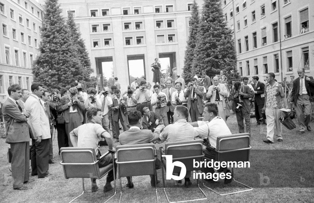 A crowd of photographers on the courtyard of the Palace of Nations in Geneva, Geneva, Switzerland