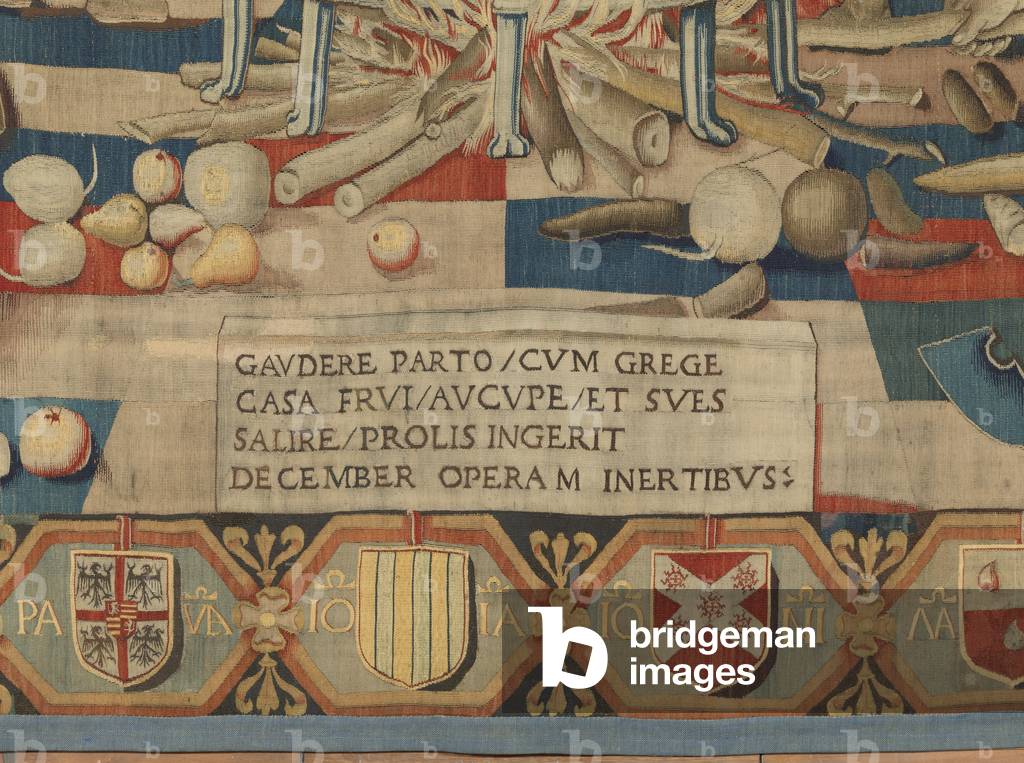 December (Dicembre), by Benedetto da Milano upon drawing by Bramantino, c. 1503-1508, 16th century (tapestry)