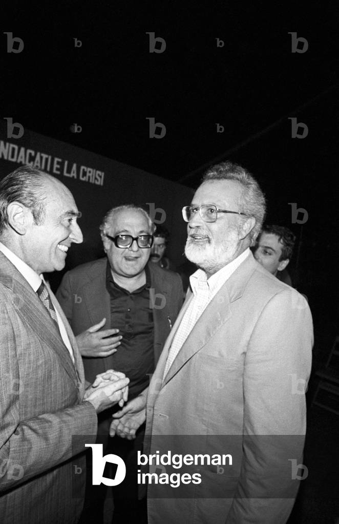 Eugenio Scalfari, Renato Zangheri and Gerardo Chiaromonte talking