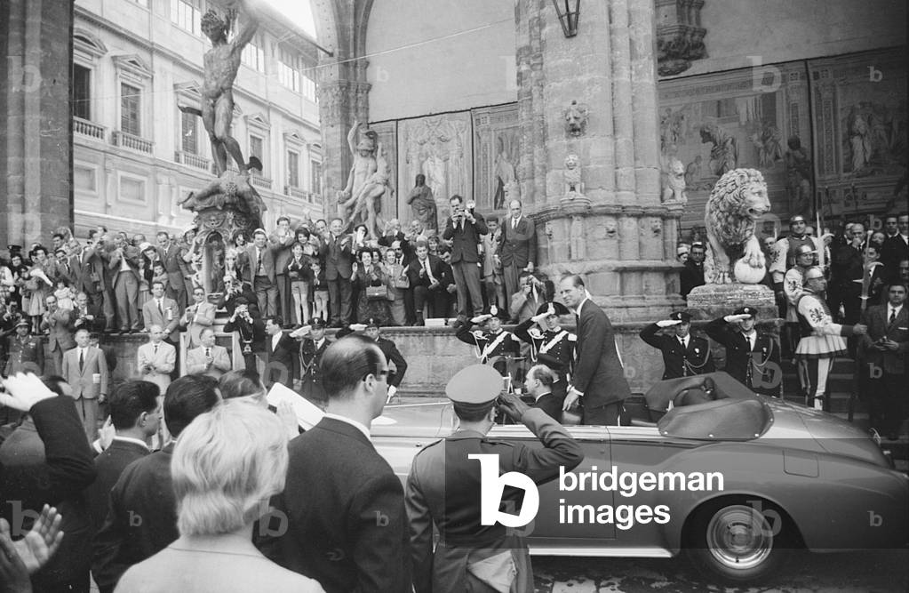 Queen Elizabeth II in Italy, May 1961 (b/w photo)