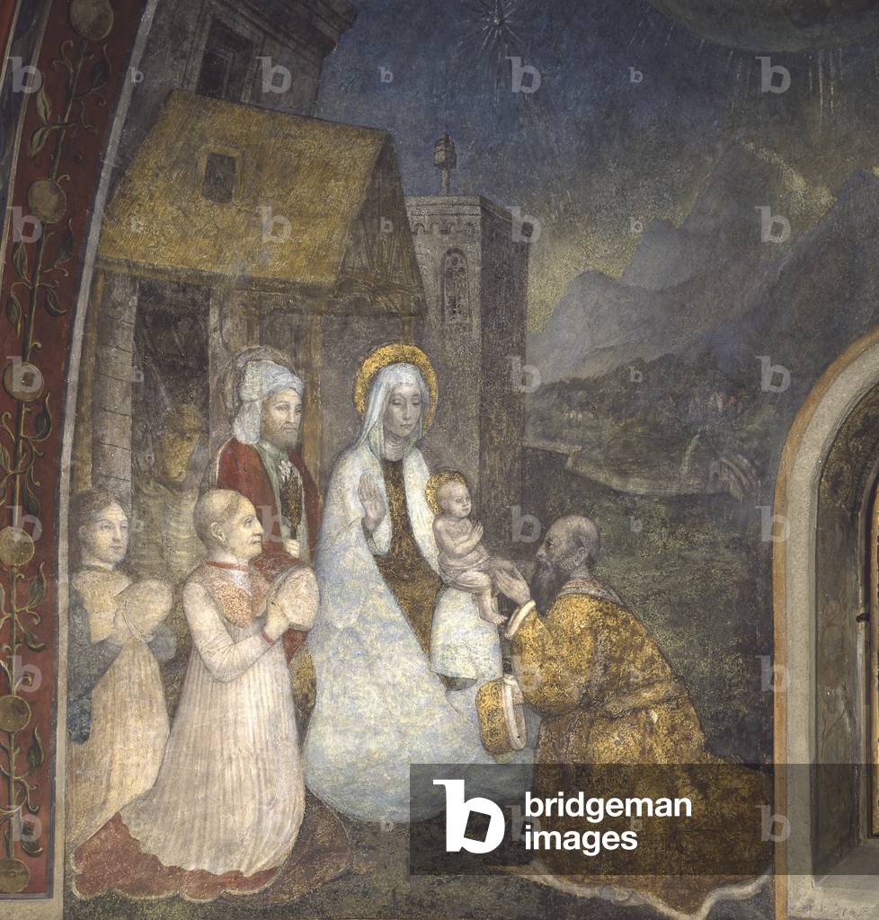 Committents as Magi adoring the Child, by Unknown Artist, 15th Century, fresco