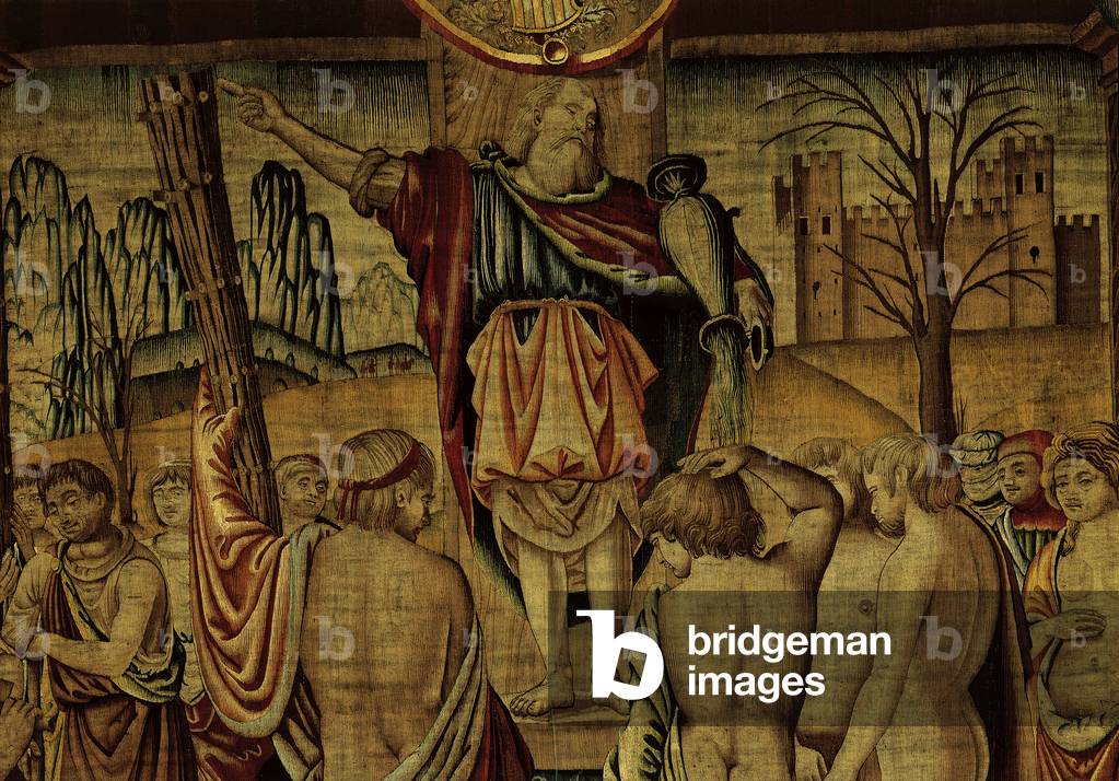 Months. February (I mesi Trivulzio. Febbraio), by Benedetto from Milan, from a cardboard by Bartolomeo Suardi, better known as Bramantino, 1504 - 1509, 16th Century, woll and silk tapestry, with a warp made of 6 threads per cm