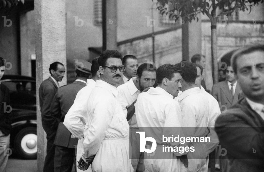 TV crew following Pope Pius XII's funerals, Rome, Italy