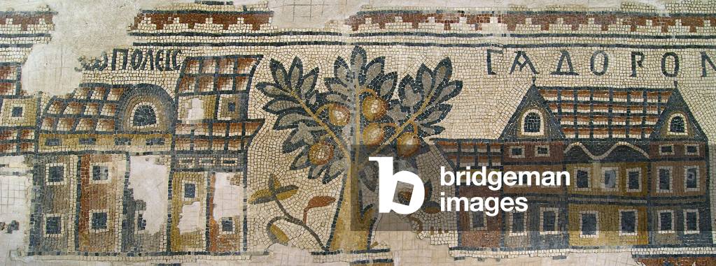 Byzantine Mosaic with Buildings, 6th Century A.D., mosaic