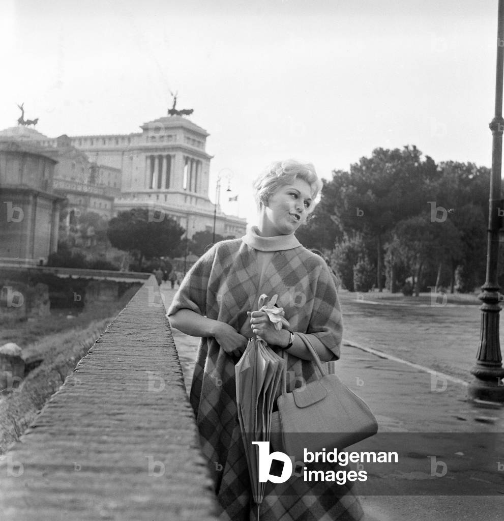 Kim Novak in Rome, Italy, 1956 (b/w photo)