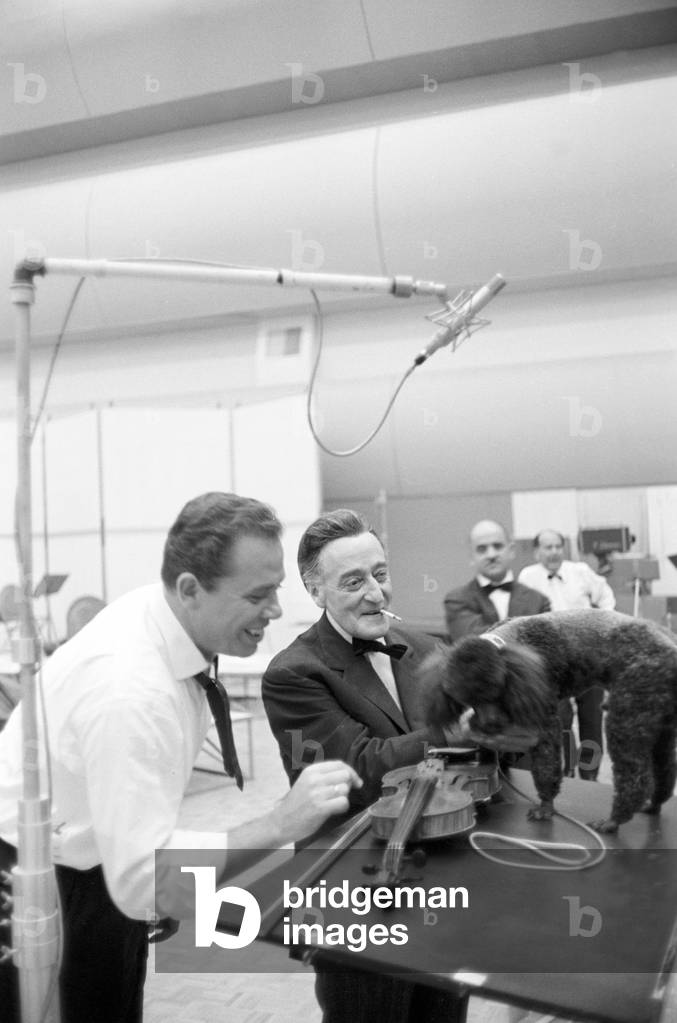Totò on the set of Totò di notte n. 1, Italy, 1962 (b/w photo)