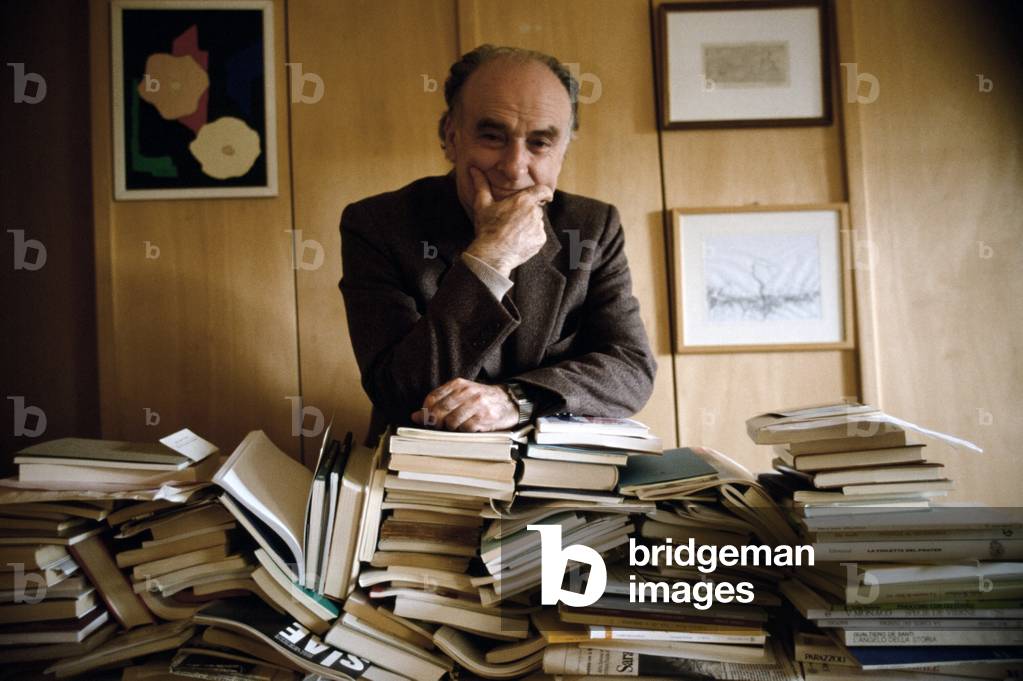 Poet Andrea Zanzotto leant on some books