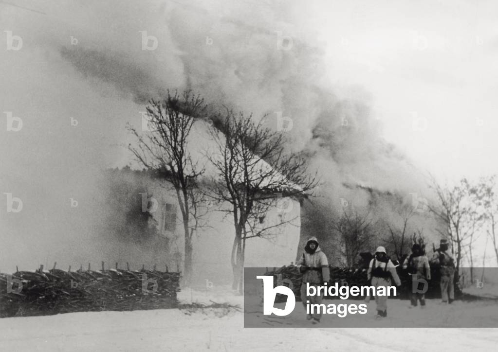 Soviet village on fire