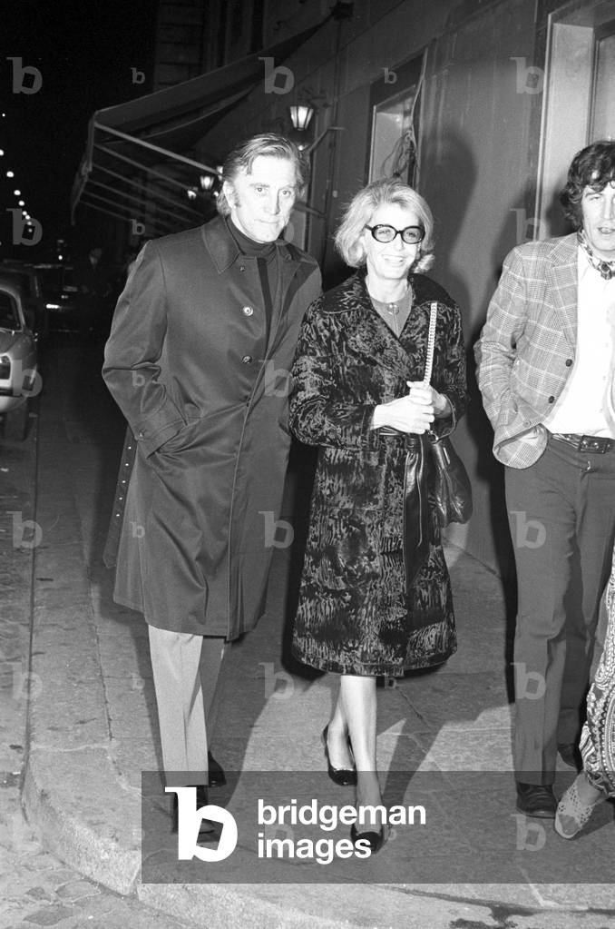 Kirk Douglas in Rome, Italy, 1972 (b/w photo)