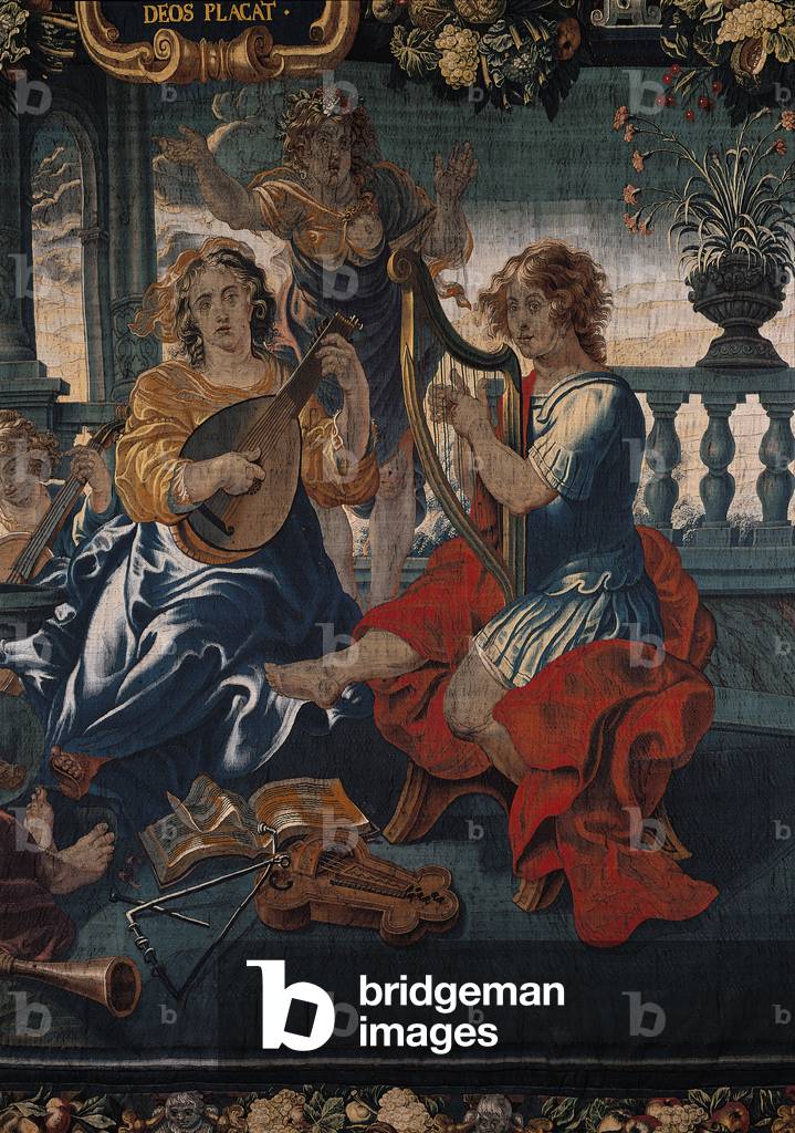 Liberal Arts. Music, by Bruges Manifacture, 1665 - 1670, 17th Century, woll and silk tapestry, with a warp made of 7 threads per cm