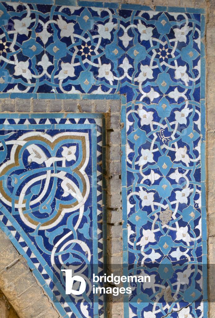 Wall Decoration of the Mausoleum of Baba Ghassem, 1340, 14th century,  Isfahan, Iran (mixed technique)