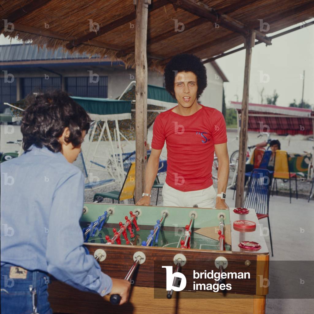 Gianni Bella playing table football, Italy