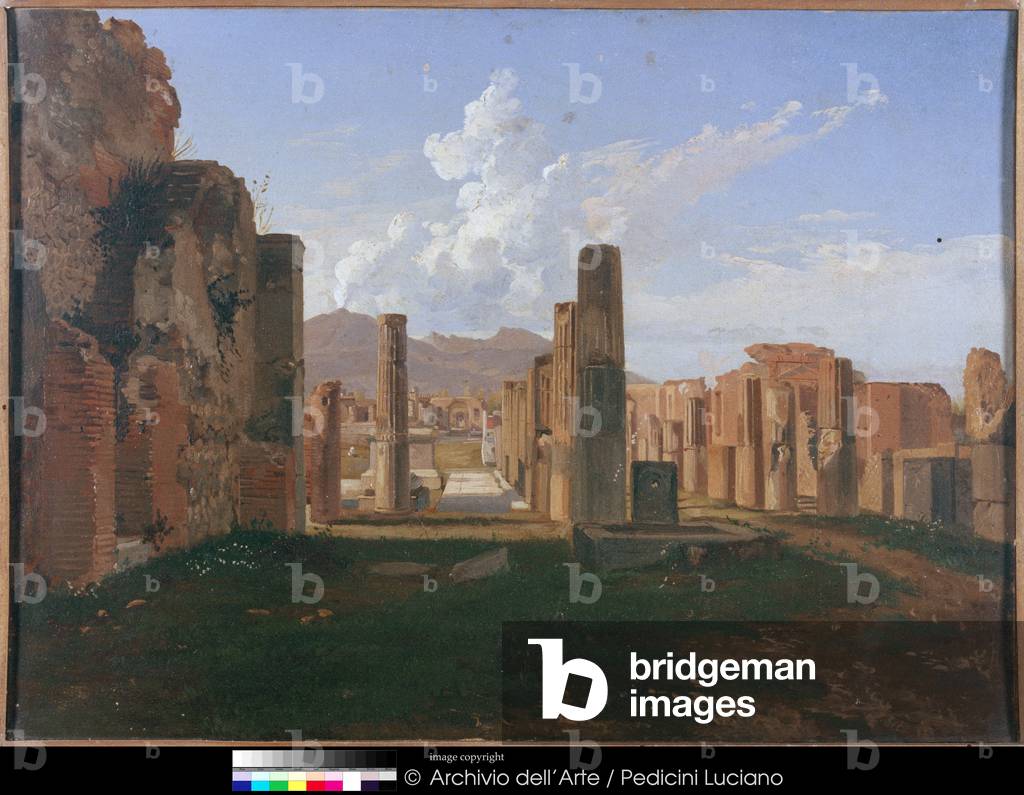 Forum of Pompeii (Foro di Pompei), by Teodoro Duclère, 19th Century, oil on canvas, 29 x 39,5 cm