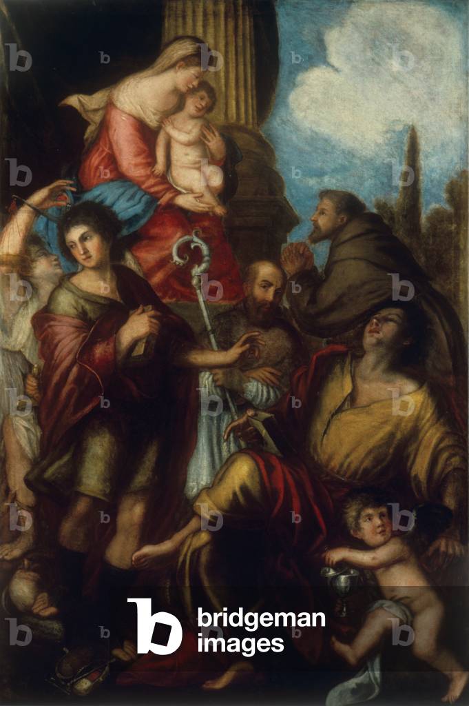 Madonna with Child and Saints (oil on canvas)