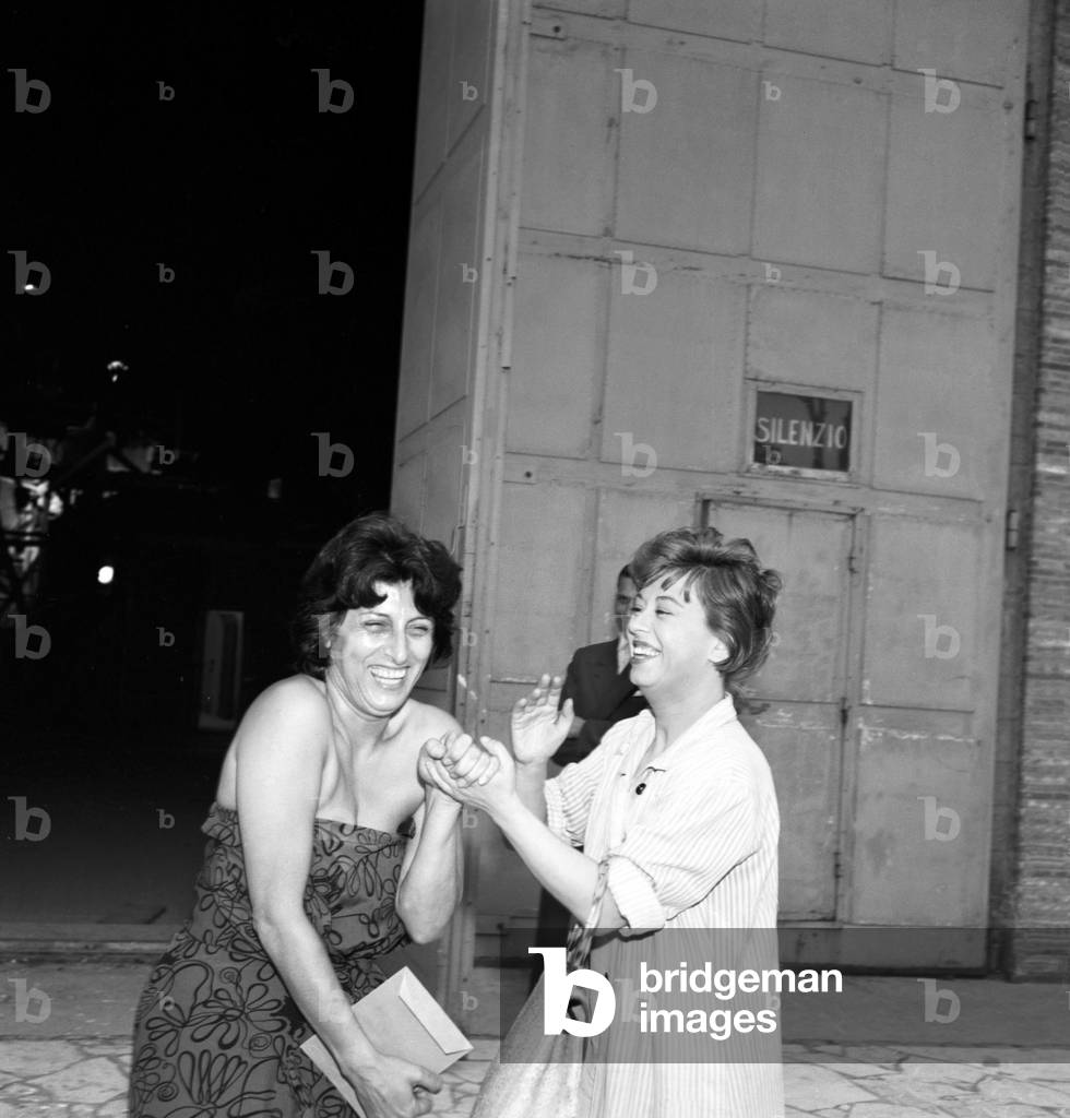 Giulietta Masina and Anna Magnani, Italy, 1958 (b/w photo)