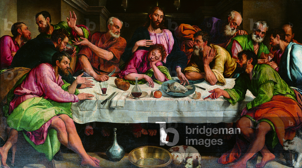 The last supper (Ultima Cena), by Jacopo Dal Ponte known as Jacopo Bassano, 1546, 16th Century (oil on canvas), 168 x 270 cm