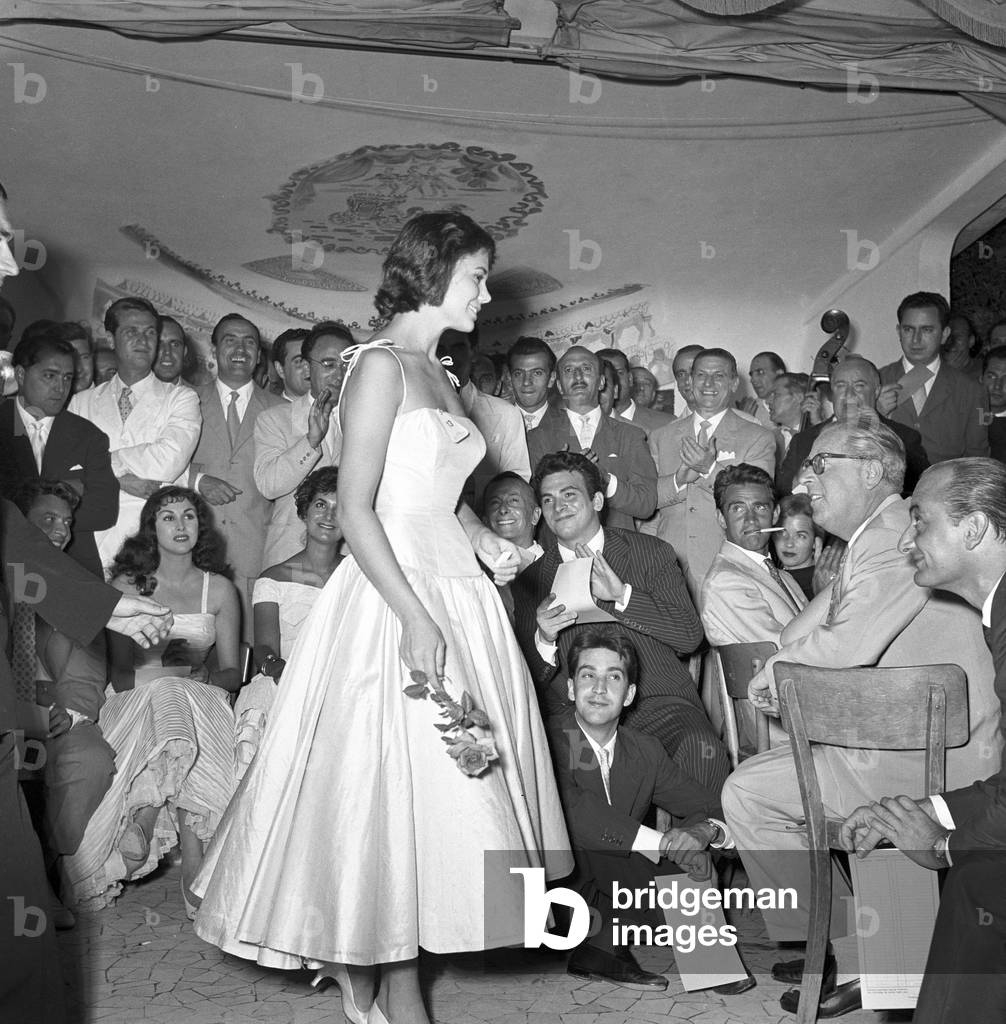 Giorgia Moll as Miss Cinema, Italy, 1957 (b/w photo)