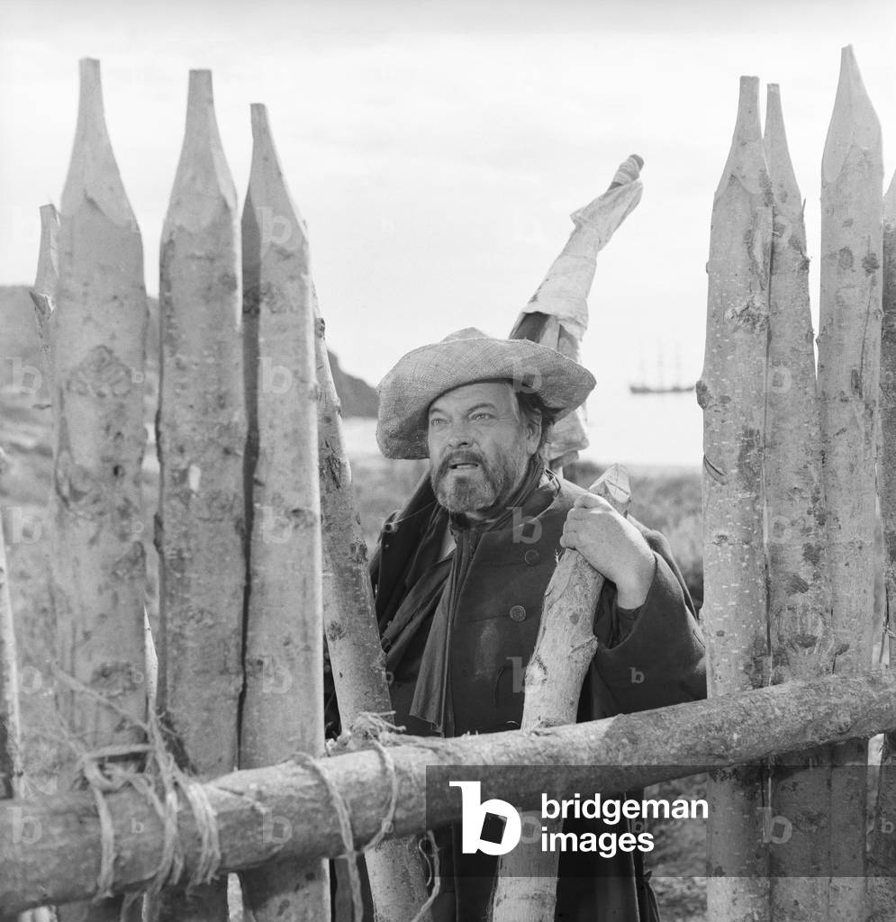 Orson Welles in Treasure Island, Unspecified, 1972 (b/w photo)