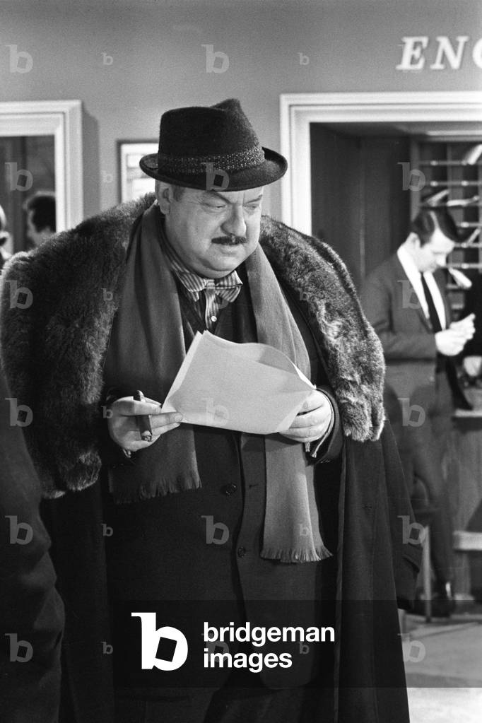 Orson Welles in The Vip's, United Kingdom, London, 1963 (b/w photo)