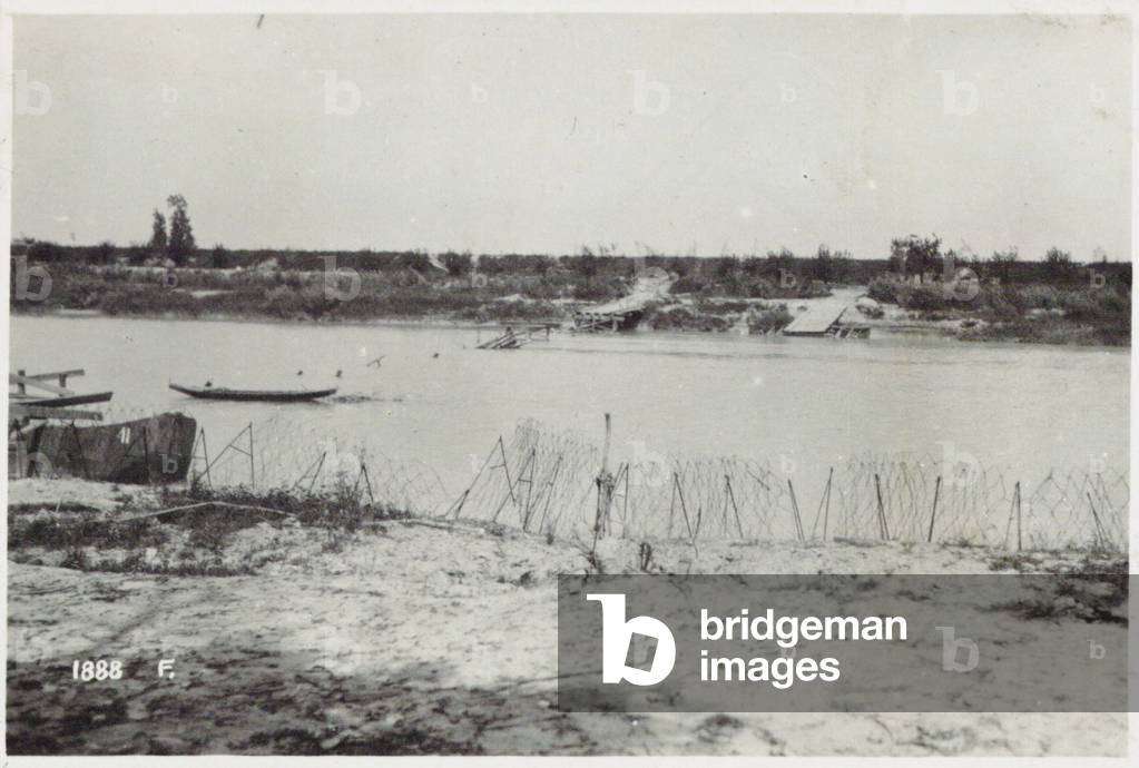 Austrian pontoon bridges destroyed by our artillery, Italy
