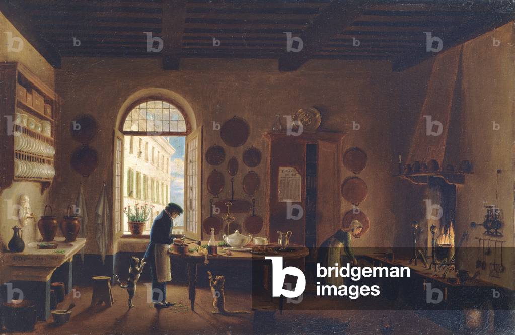 The Kitchen of Palazzo Mozzi, 1825 (oil on canvas)