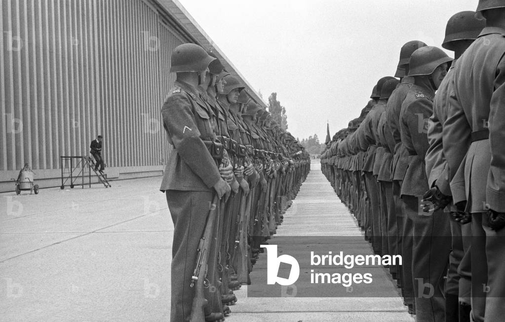 Military men in a queue at the Geneva Airport, Geneva, Switzerland