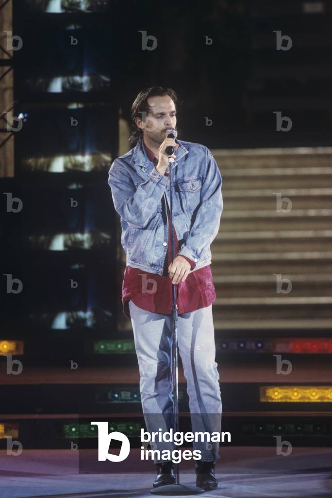 Miguel Bosé singing at the 31st Festivalbar, Italy