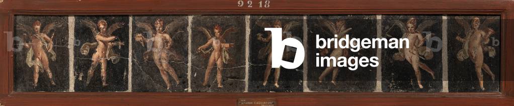 Hunting cupids, 62-79, 1st Century (painted stucco)