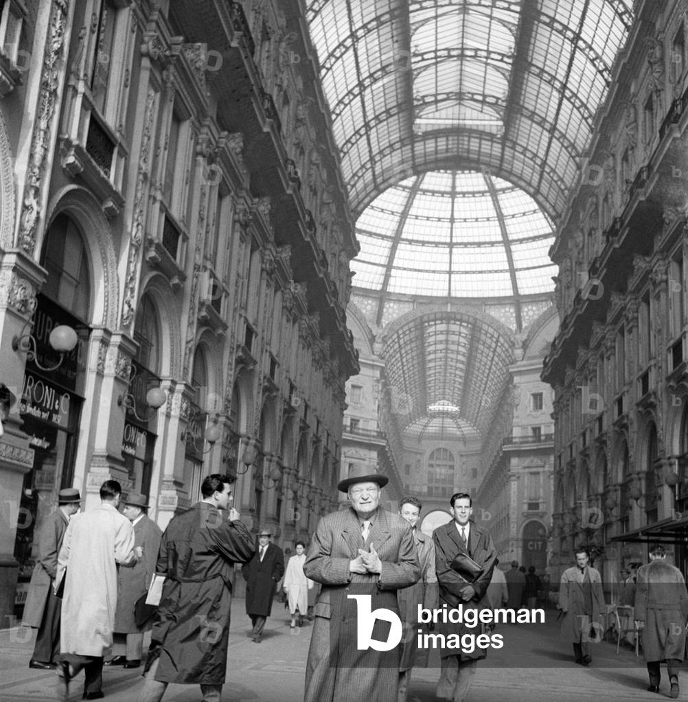 Giuseppe Ungaretti in the Galleria Vittorio Emanuele II in Milan
