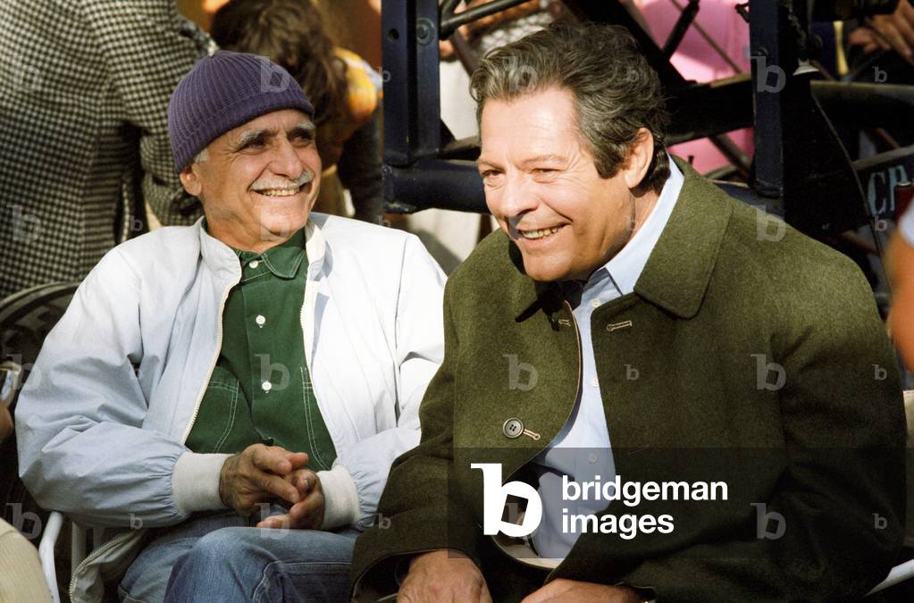 Marcello Mastroianni and Mario Monicelli on the set of the film The Two Lives of Mattia Pascal, Italy, 1984 (photo)