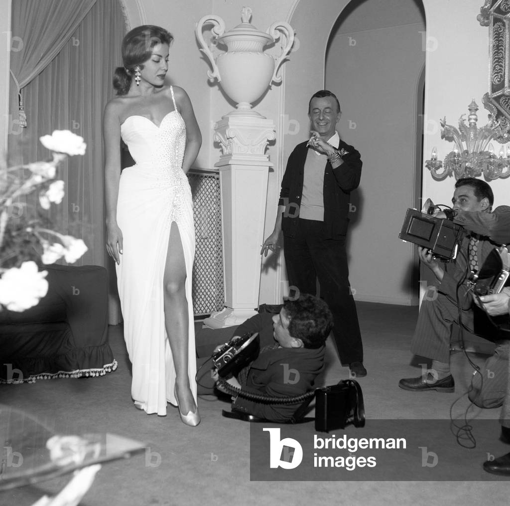 Abbe Lane posing, Italy, 1955 (b/w photo)