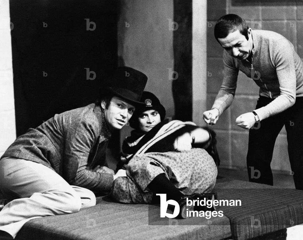 Umberto Orsini, Anna Maria Guarnieri and Mario Missiroli rehearsing the Play Cycle From the Heroic Life of the Bourgeois