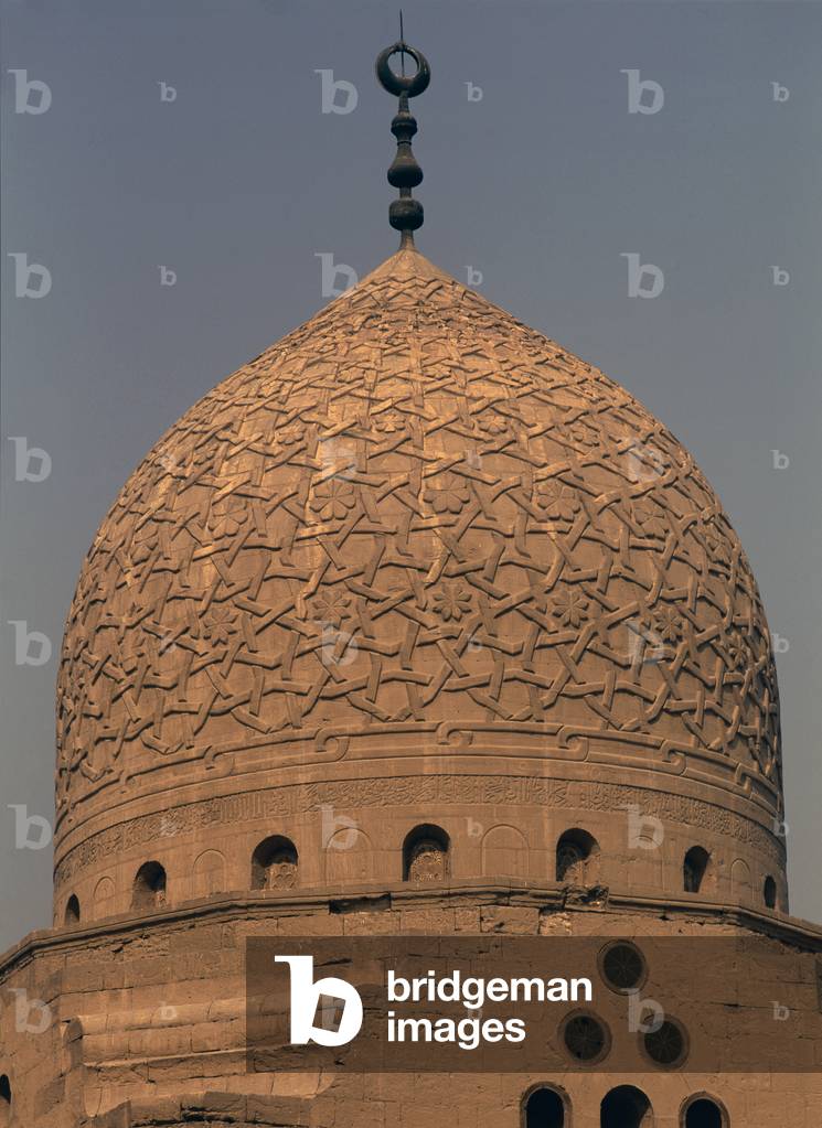 Dome of the Mausoleum of Sultan Barsbay Azrumuk, by Mamluk craftsmen, 1431-1432, 15th century,Mamluk Necropolis, Cairo, Egypt (sandstone)