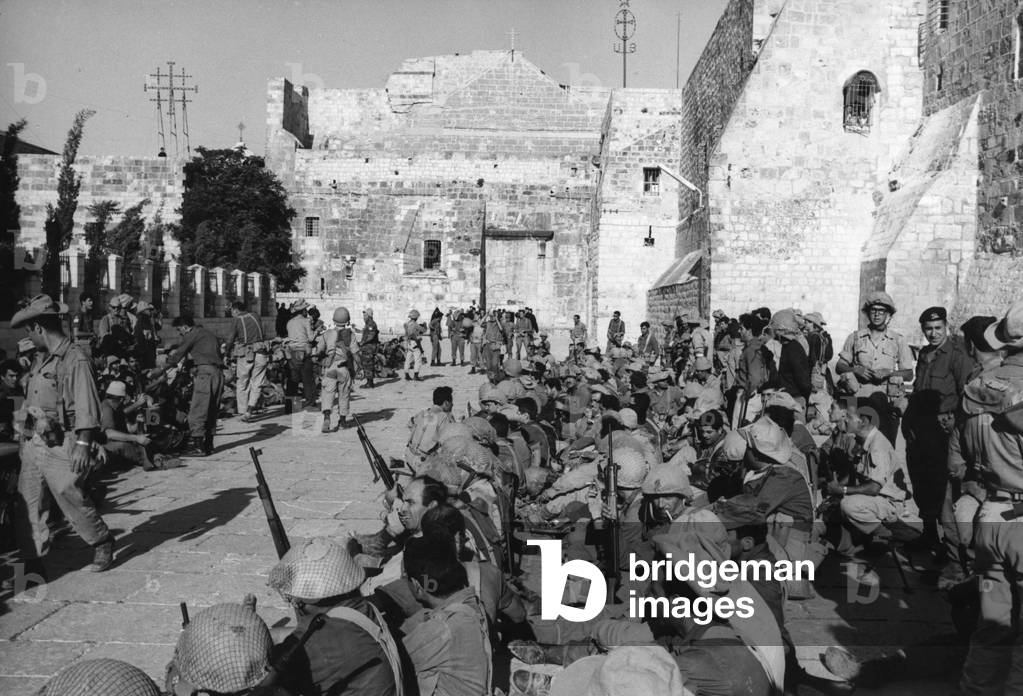 Israeli soldiers on the square of the Nativity Church