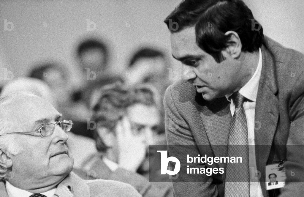 Oscar Luigi Scalfaro talks with Clemente Mastella