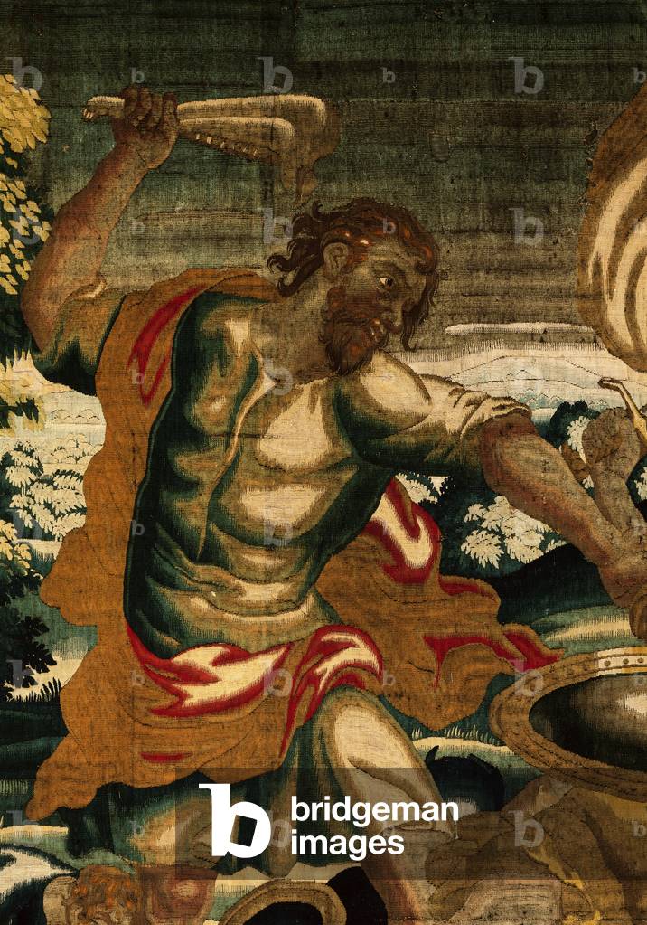 Samson's Stories. Fight against the Philistines, by Antwerp Manifacture, Philip Wauters, 1680, 17th Century, woll and silk tapestry, with a warp made of 5 threads per cm