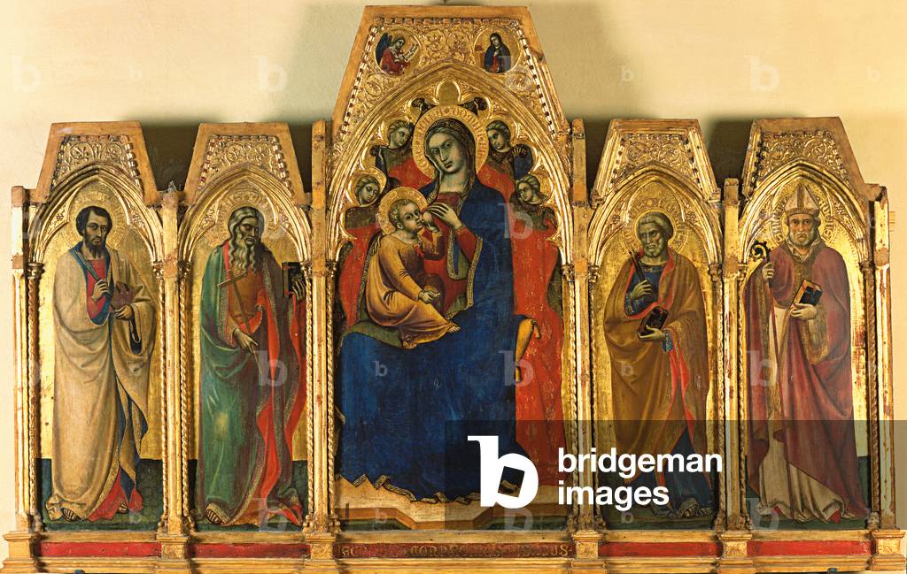 Madonna with Child and Saints (Madonna con il Bambino e Santi), by Barnaba da Modena, 1380 - 1383, 14th Century, board