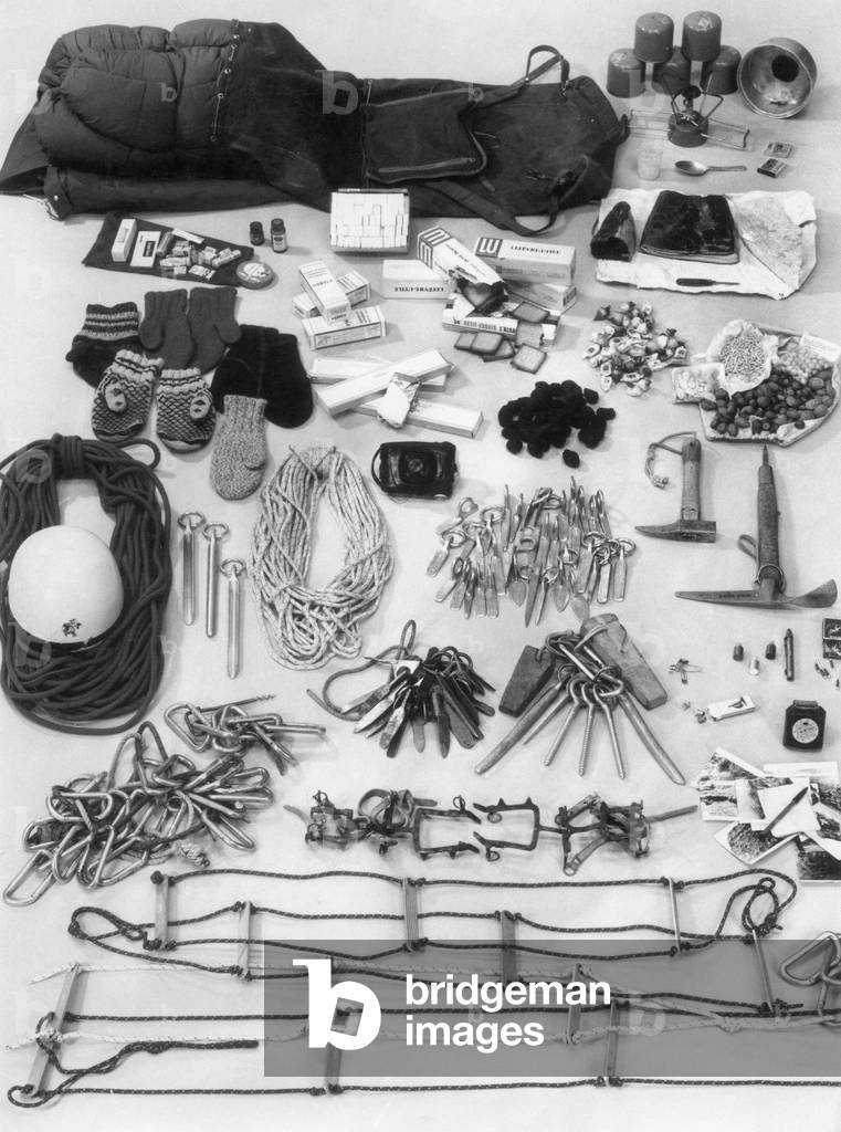 The sports equipment used by Walter Bonatti, Italy