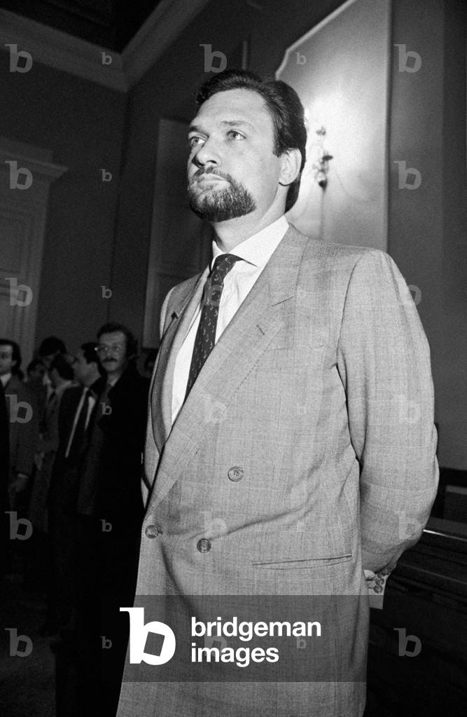 Adriano Zampini at the bribery trial in Turin, Turin, Italy, 1984