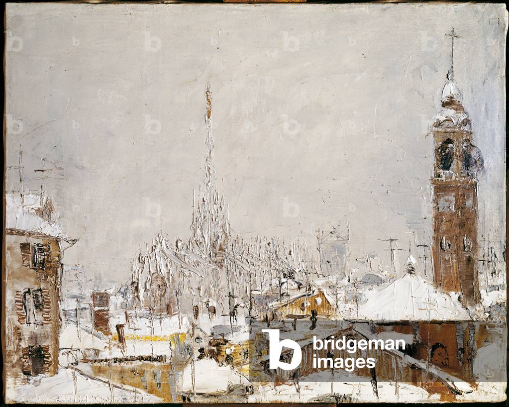 Milan Under the Show (oil on canvas)